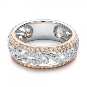 New Two Tone 925 Silver Sapphire Ring